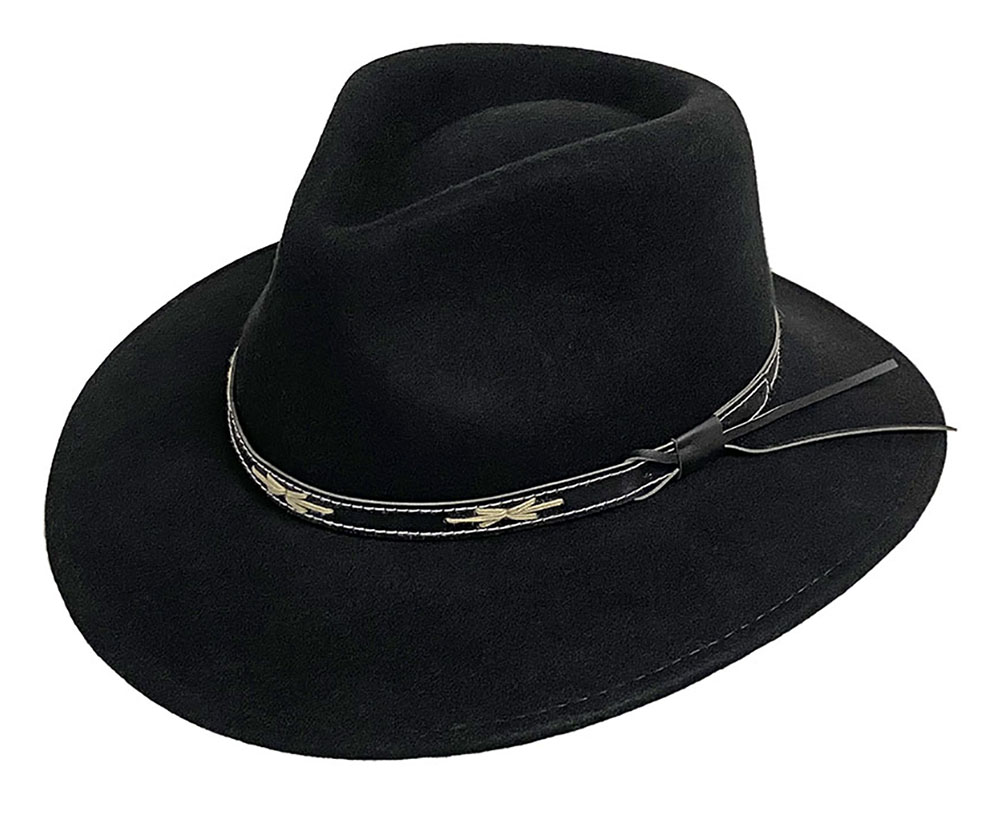 Star Bound Felt Safari Hat, Stitched Band - Brimmed Hats